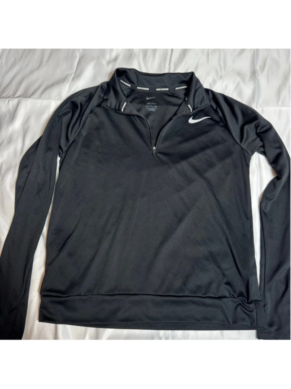 Women's Nike Black Dri-FIT Long Sleeve Running Tee S with White Logo